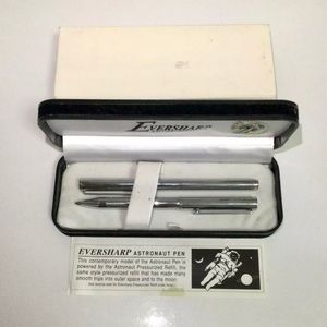 Vintage Pair Eversharp ASTRONAUT Ballpoint & Rollerball Pen Silver